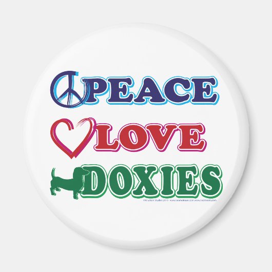 Peace-Love-Doxies- Dachsund Magneet (Voorkant)