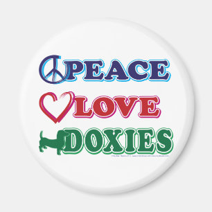 Peace-Love-Doxies- Dachsund Magneet
