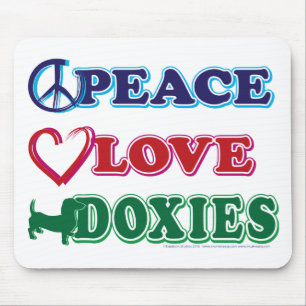 Peace-Love-Doxies- Dachsund Muismat