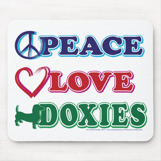 Peace-Love-Doxies- Dachsund Muismat (Voorkant)