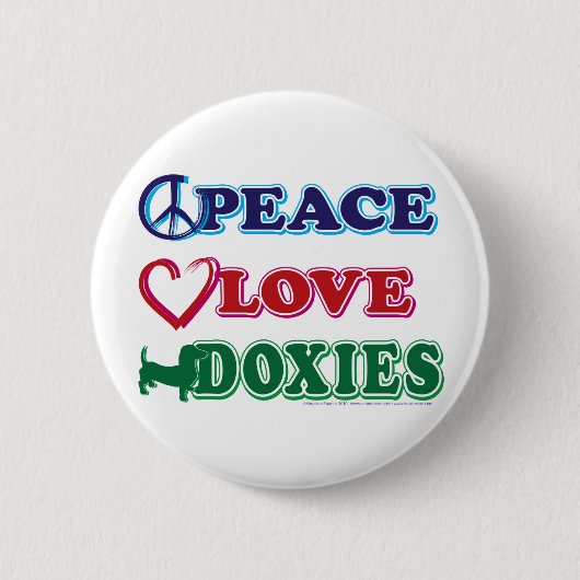 Peace-Love-Doxies- Dachsund Ronde Button 5,7 Cm (Voorkant)