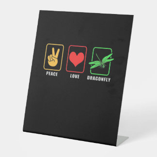 Peace Love Dragonfly Reclamebord Met Voetstuk