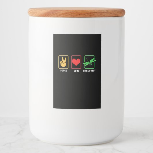 Peace Love Dragonfly Voedselcontainer Etiket (Voorkant)