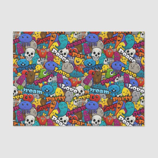 Peace Love Dream Abstracte Art Tissuepapier (Voorkant)