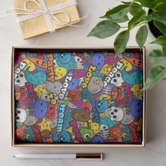 Peace Love Dream Abstracte Art Tissuepapier (Geschenk)