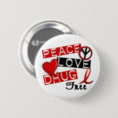 Peace Love Drug Free Ronde Button 5,7 Cm (Voorkant /achterkant)