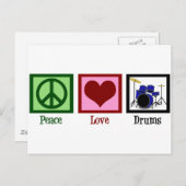 Peace Love Drums Briefkaart (Voorkant / Achterkant)