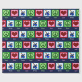 Peace Love Drums Cool Blue Drummer Cadeaupapier (Vlak)