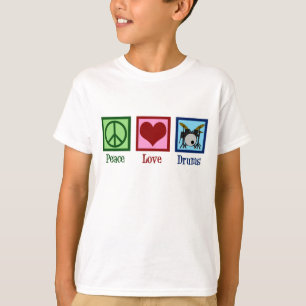 Peace Love Drums Cute Kinder Drummer T-shirt