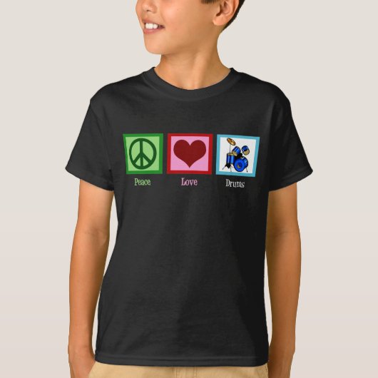 Peace Love Drums Kinder T-shirt (Voorkant)