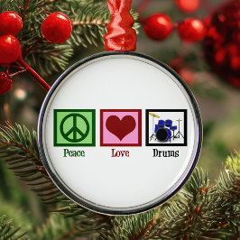 Peace Love Drums Metalen Ornament