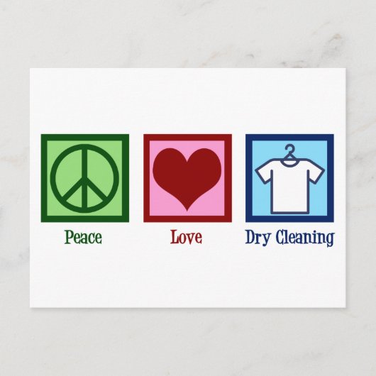 Peace Love Dry Cleaning Briefkaart (Voorkant)