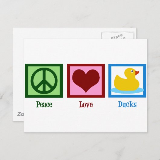 Peace Love Ducks Briefkaart (Voorkant / Achterkant)