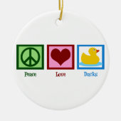 Peace Love Ducks Cute Duck Mascot Kerstmis Keramisch Ornament (Voorkant)