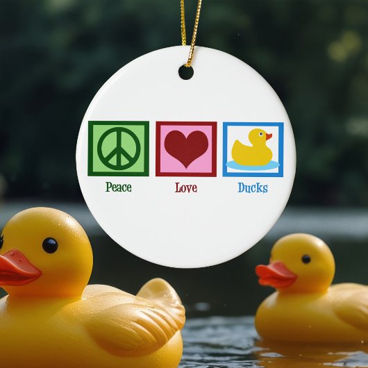 Peace Love Ducks Cute Duck Mascot Kerstmis Keramisch Ornament
