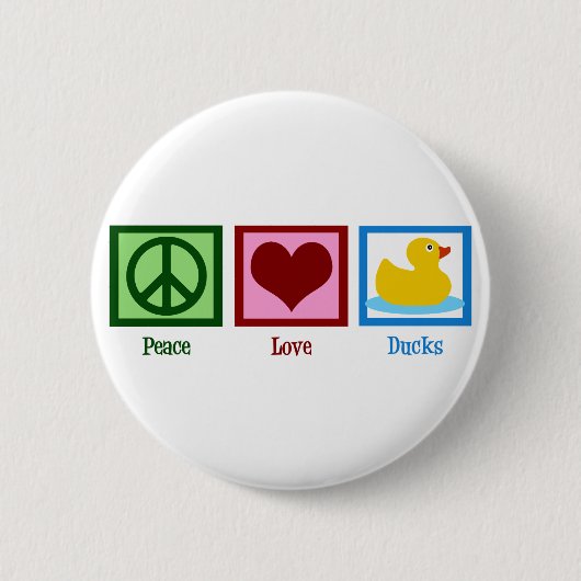 Peace Love Ducks Ronde Button 5,7 Cm (Voorkant)