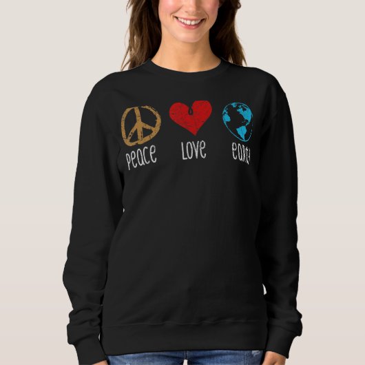 Peace Love Earth Cool Hippie Hippy Environmentalis Trui (Voorkant)