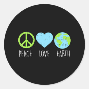 Peace Love Earth Cool Hippie Ronde Sticker