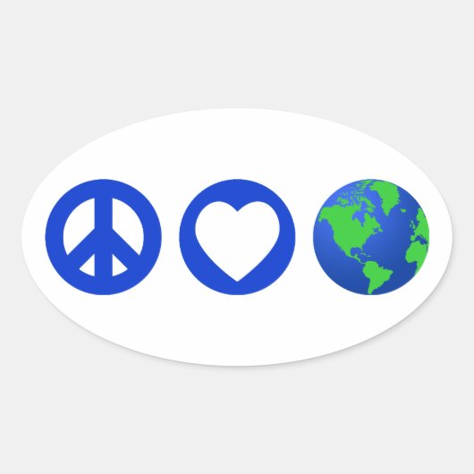 Peace Love Earth Ovale Sticker (Voorkant)