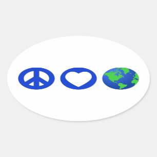 Peace Love Earth Ovale Sticker