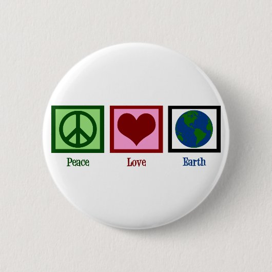 Peace Love Earth Ronde Button 5,7 Cm (Voorkant)