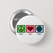 Peace Love Earth Ronde Button 5,7 Cm (Voorkant /achterkant)