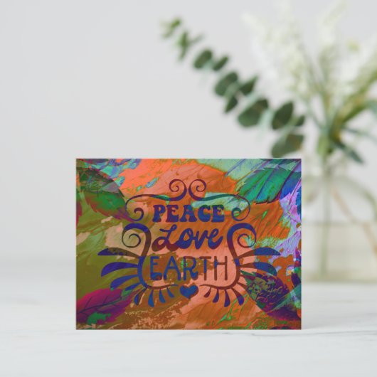 Peace Love Earth Vakantie Nieuwjaar Briefkaart (Staand voorkant)