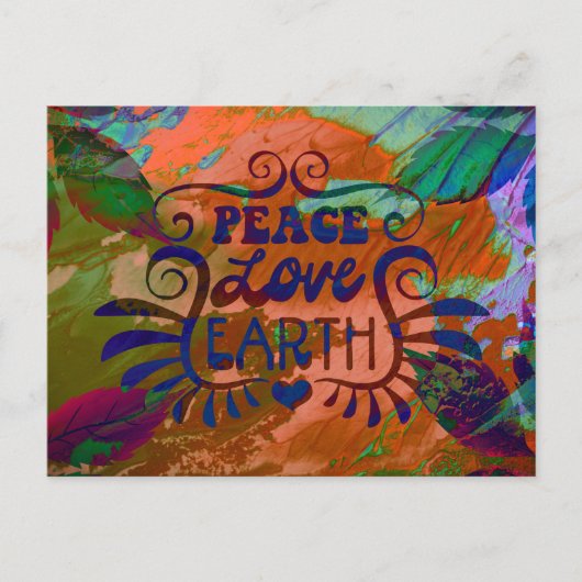 Peace Love Earth Vakantie Nieuwjaar Briefkaart (Voorkant)