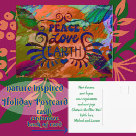 Peace Love Earth Vakantie Nieuwjaar Briefkaart