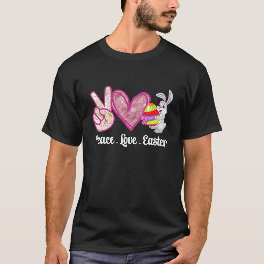 Peace Love Easter Bunny Easter Mannen Women Kinder T-shirt (Voorkant)