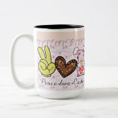 Peace Love Easter Gnome Tweekleurige Koffiemok (Links)