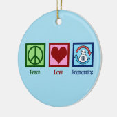 Peace Love Economics Keramisch Ornament (Links)