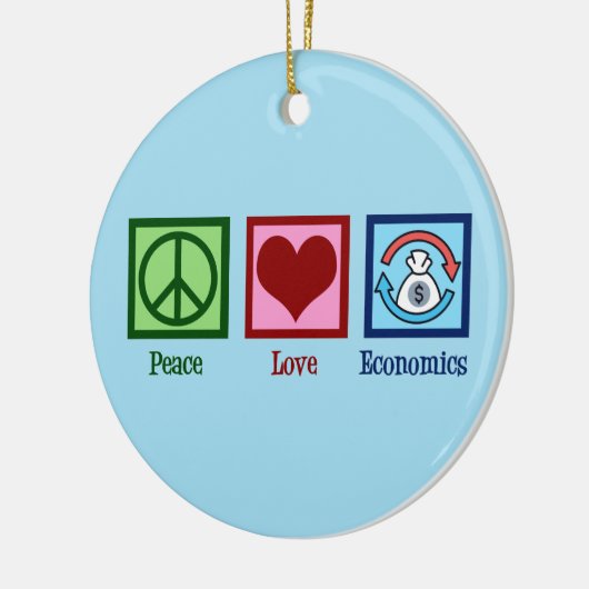 Peace Love Economics Keramisch Ornament (Links)