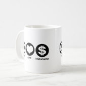 Peace Love Economics Koffiemok (Voorkant links)