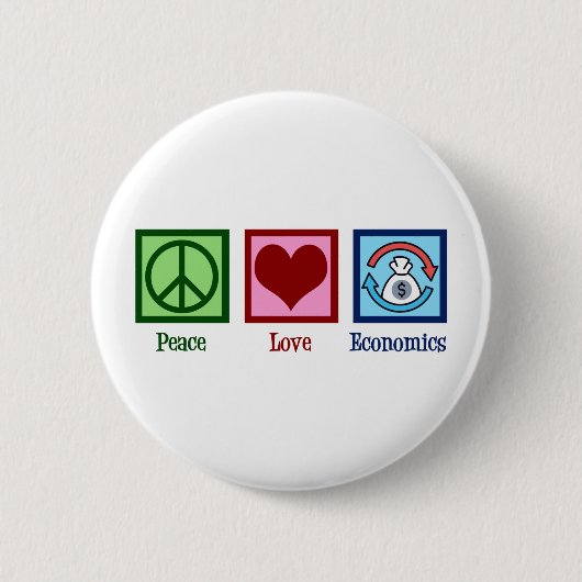 Peace Love Economics Ronde Button 5,7 Cm (Voorkant)