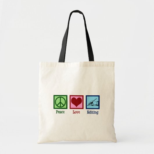 Peace Love Editing Tote Bag (Voorkant)