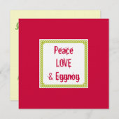 Peace Love & Eggnog Holiday Drinken Uitnodigingen (Voorkant / Achterkant)