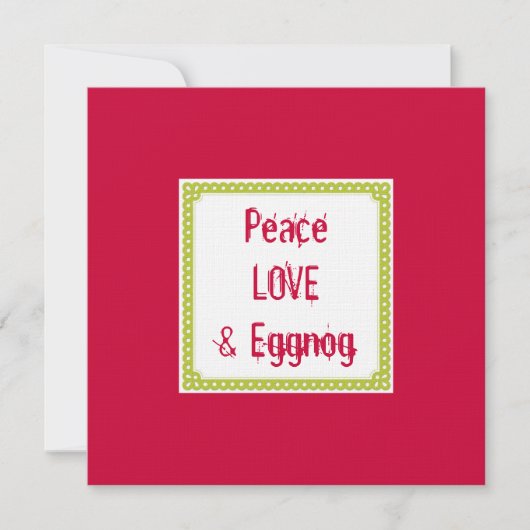 Peace Love & Eggnog Holiday Drinken Uitnodigingen (Voorkant)