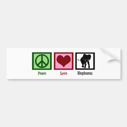 Peace Love Elephants Bumpersticker (Voorkant)