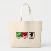 Peace Love Elephants Grote Tote Bag (Voorkant)