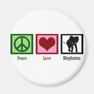 Peace Love Elephants Magneet