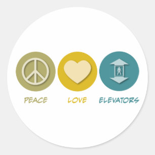 Peace Love Elevators Ronde Sticker