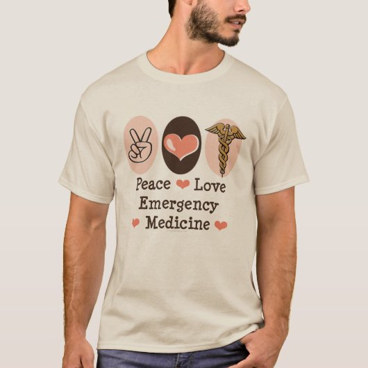 Peace Love Emergency Medicine Baseball Tee Shirt (Voorkant)