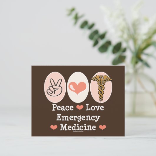 Peace Love Emergency Medicine Briefkaart (Staand voorkant)