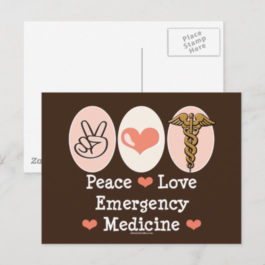 Peace Love Emergency Medicine Briefkaart (Voorkant / Achterkant)
