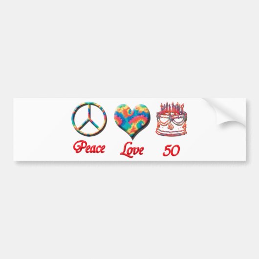 Peace Love en 50 Bumpersticker (Voorkant)