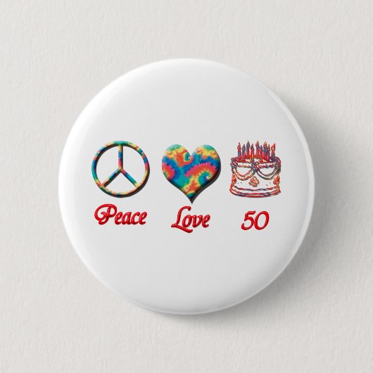 Peace Love en 50 Ronde Button 5,7 Cm (Voorkant)