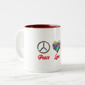 Peace Love en 50 Tweekleurige Koffiemok (Voorkant links)