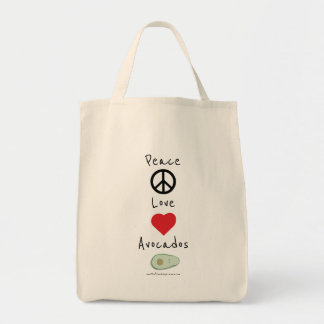 Peace, Love en Avocados Grocery Tas