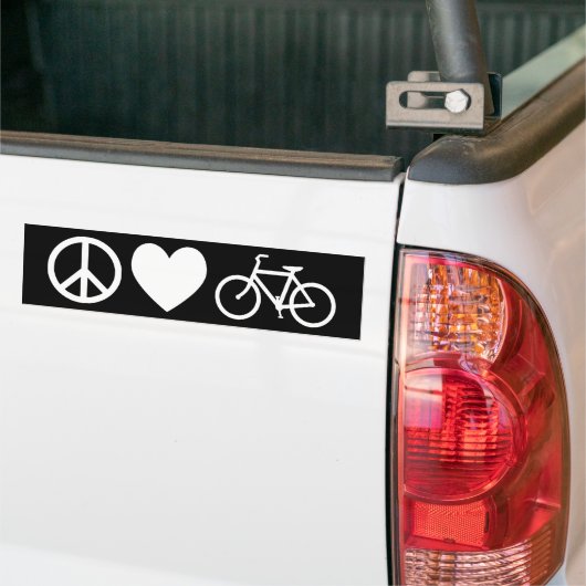 Peace Love en Bicycles Bumpersticker (Op Truck)